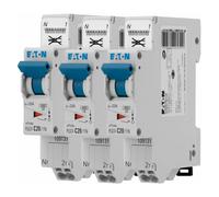 EATON 109131 PLGC4-C20/1N - DISJONCTEUR MODULAIRE PH/N - Blanc - MANETTE BLEUE - 1P+N / 20 A - COURBE C - Raccordement direct sans vis - 3 disjoncteurs