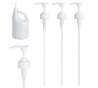 Lot de 3 Distributeur à Pompe 5 l, Pompes Doseuses avec Tube, Bouchon à Vis, Dosage 4 ML, pour Shampooing Alcool Huile Parfum Arôme, Blanc