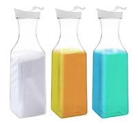 Lot de 3 Distributeur Lessive Liquide, 1.5L Distributeur de Détergent à Lessive avec Couvercle, Boîte de Rangement pour Détergents en Plastique, Réutilisable Laundry Detergent Dispenser pour Poudre