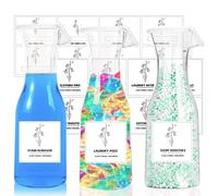 Lot de 3 distributeur lessive liquide,1182 distributeur de lessive avec 16 étiquettes étanches,Bouteille de Stockage de Lessive, pour l Utilisation de Détergents, Récipients à Détergent en PET