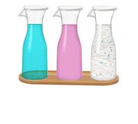 Lot de 3 Distributeurs de Lessive en Poudre à Lessive 1,5 L, Bouteille Stockage de Lessive, pour Adoucissant, Détergents Liquides et Perles Parfumées, avec 16 Etiquettes, Récipients à Détergent PET