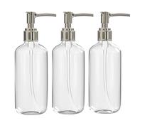 Lot de 3 distributeurs de Savon en Plastique Transparent de 473,6 g pour comptoir, Lotion, Savon pour Les Mains, Savon de Cuisine et de Salle de Bain, shampooing et lotions