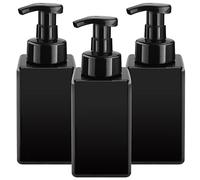 Lot de 3 distributeurs de Savon moussant en Plastique Rechargeables pour shampooing, Corps, Lavage des Mains, Salle de Bain, Cuisine - Noir