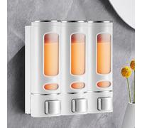 Lot de 3 distributeurs de savon mural sans perçage - 300 ml - Manuel et rechargeable - Pour douche, salle de bain, cuisine, hôtel - Blanc