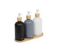 Lot de 3 Distributeurs de Savon & Plateau "Soap" 25cm Multicolore