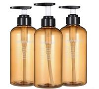 Lot de 3 distributeurs de savon rechargeables de 500 ml compatibles avec shampooing, gel douche, détergent pour les mains, joint d'étanchéité et résistance à la chaleur (marron)