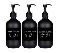 Lot de 3 distributeurs de shampooing et d'après-shampoing de 500 ml - Flacons à pompe rechargeables pour gel douche corporel, savon pour les mains, lotion, savon à vaisselle - Flacons de shampooing en