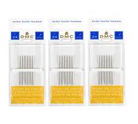 Lot de 3 DMC point de croix Taille 24 Aiguilles (au total 18 aiguilles)