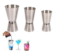 Lot de 3 doseurs à spiritueux en acier inoxydable 25/50 ml, 15/30 ml, 30/60 ml, double tasse à mesurer pour bar, fête, vin, cocktail, boissons (25/50 ml + 15/30 ml + 30/60 ml)