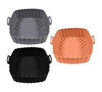 Lot de 3 doublures en silicone pour friteuse à air comprimé | Revêtement carré anti-adhésif pour friteuse à air chaud au four, grille-pain, comptoir de cuisine, préparation des repas quotidiens et