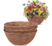 Lot de 3 doublures murales en fibre de coco pour panier suspendu de 40,6 cm pour jardinière d'extérieur en fibres végétales 100 % naturelles