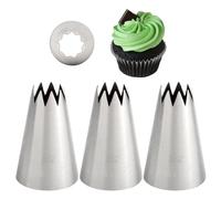 Lot de 3 douilles extra larges en forme d'étoile ouverte pour churros, ecars, meringues, œufs viillés, gâteaux, cupcakes, cookies et pâtisseries