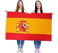 Lot de 3 drapeaux espagnols décoratifs pour déguisement - Grand drapeau espagnol avec œillets - Environ 1,5 x 9,5 m - Football - Rugby - Événements sportifs, fêtes de rue, festivals et célébrations