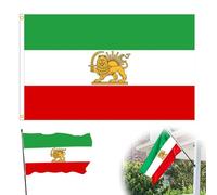 Lot de 3 drapeaux iraniens double face de l'Iran historique avec lion soleil pour patriotisme et décoration, drapeaux nationaux Sun Iran en polyester