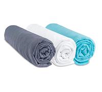 Lot de 3 Draps Housse 40x80 cm Extensible pour 40x90 Couffin Berceau Nacelle 40 x 80 | 100% Coton | Gris Blanc Turquoise | Sommeil sain | Marque Easy Dort | Certifié Oeko Tex | Fabriqué en Europe