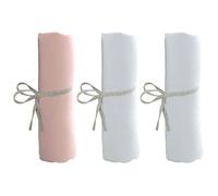 Lot de 3 draps housse 60x120 cm 2 blancs + 1 rose