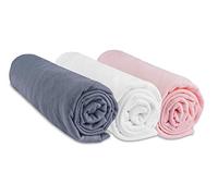 Lot de 3 Draps Housse 60x120 cm Lit Bébé, Berceau, Lit Parapluie 60 x 120 | 100% Coton | Rose Blanc Gris | Extensible Respirant | Sommeil sain | Marque Easy Dort | Oeko-Tex | Fabriqué en Europe