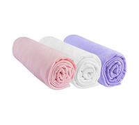 Lot de 3 Draps Housse 60x120 cm Lit Bébé, Berceau, Lit Parapluie 60 x 120 | 100% Coton | Rose Blanc Parme | Extensible Respirant | Sommeil sain | Marque Easy Dort | Oeko-Tex | Fabriqué en Europe
