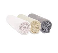 Lot de 3 Draps Housse 60x120 cm Lit Bébé, Berceau, Lit Parapluie 60 x 120 | Coton Bio | Noisette Blanc Écru | Extensible & Respirant | Sommeil sain | Marque Easy Dort | Oeko-Tex | Fabriqué en Europe