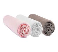 Lot de 3 draps housse bambou 40x80/90 rose blanc taupe - EASY DORT - Drap housse - Bébé - Rectangulaire