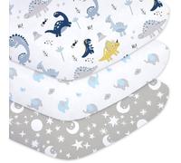 Lot de 3 Draps Housse Bébé 70x140 cm, Microfibre Polyester, Certifiés Oeko-TEX, Universels pour Lit et Berceau, Motif Dinosaure .