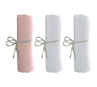 Lot de 3 draps Housse Berceau 40x80 cm - Blanc, Blanc, Rose