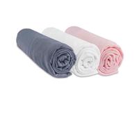 Easy Dort | Lot de 3 Draps Housse 70x140 cm Lit Bébé Lit Enfant | 100% Coton Jersey | Gris Blanc Rose | Extensible | Sommeil sain | Oeko-Tex | Qualité | Fabriqué en Europe
