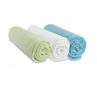 Lot de 3 draps housse coton 70x160 anis blanc turquoise - EASY DORT - Drap housse - 100% Coton - Bleu - Enfant