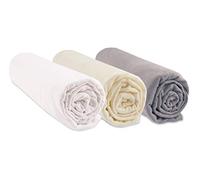 Lot de 3 Draps Housse Couffin 32x72 Ovale | Noisette Blanc Écru | 100% Coton Bio | Compatible avec Matelas Ovale pour Couffin, Nacelle, Landau | Certifié GOTS et Oeko Tex | Fabriqué en Europe |