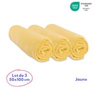 Easy Dort Draps housse 50x100 cm Lot de 3 100% coton Jaune paille Extensible Respirant Oeko-Tex