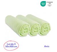 Generique – Draps housse jersey coton – Lot de 3 – 50x100 cm – Anis
