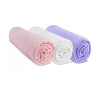 Lot de 3 Draps housse Jersey coton 70x140 fille - EASY DORT - Pack petite fille - Rose, blanc, parme