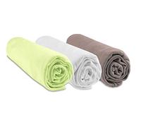 Lot de 3 Draps Housse pour Couffin 32x72 cm Ovale | Anis Blanc Taupe | 100% Bambou | pour Matelas Ovale pour Couffin, Nacelle, Landau 32 x 72 cm| Marque Easy Dort | Oeko Tex | Fabriqué en Europe |