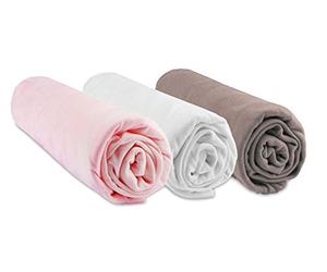 Lot de 3 Draps Housse pour Couffin 32x72 cm Ovale | Rose Blanc Taupe | 100% Bambou | pour Matelas Ovale pour Couffin, Nacelle, Landau 32 x 72 cm| Marque Easy Dort | Oeko Tex | Fabriqué en Europe |