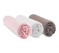 Lot De 3 Draps Housses Bambou Pour Couffin 32x72 - Rose Blanc Taupe