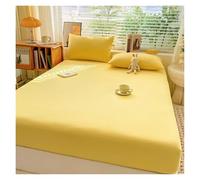 Lot de 3 draps-housses en coton doux avec bandes élastiques - Couleur unie - Antidérapants - Pour lit double et grand lit 140/160/200 (jaune 2, 150 x 200 x 30 cm)