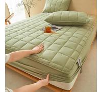 Lot de 3 draps-housses en coton thermique vert super doux et confortable avec poche profonde de 30 cm, infroissable et anti-décoloration, 120 x 200 + 30 cm, protège-matelas