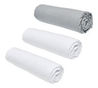 TODAY Essential - Lot de 3 draps Housses 140x190 cm 2 Personnes 100% Coton Craie/Acier