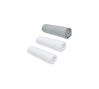 lot de 3 draps housses essential - 160 x 200 cm - 2 personnes - 100% coton - craie/ acier