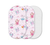 Lot de 3 draps-housses pour couffin | 2 draps-housses 100 % coton, 1 protège-matelas imperméable | Certifié Öko-Tex 100 respirant, doux et hypoallergénique (princesse rose layette, 75 x 30 cm)