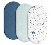 Lot de 3 draps-housses pour parc, 100 % mousseline de coton, doux et de qualité supérieure, draps-housses universels pour poussette, cadeau de naissance (planète)