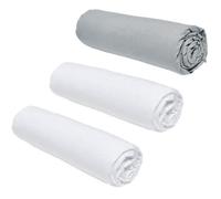TODAY Essential - Lot de 3 draps Housses 160x200 cm 2 Personnes 100% Coton Craie/Acier