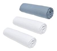 Today Lot de 3 draps housses Essential 160 x 200 cm 2 personnes 100% coton Craie/Denim