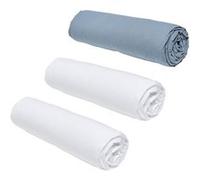 Today Lot de 3 draps housses Essential 160 x 200 cm 2 personnes 100% coton Craie/Denim