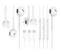 Lot de 3 écouteurs filaires USB C de type C pour iPhone 16/15 avec micro et contrôle du volume, écouteurs intra-auriculaires stéréo Hi-Fi pour Galaxy S24/S23/S22/S21/S20/Ultra Note 10/20, blanc