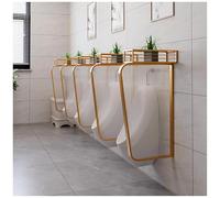 Lot de 3 écrans d'urinoir en verre trempé doré à fixation murale avec cadre en acier inoxydable pour l'intimité des hommes dans les toilettes publiques