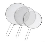 Lot de 3 écrans plats en acier inoxydable avec poignée, filtres à huile pour la cuisson pour réduire les éclaboussures de graisse et de sauce sur la cuisinière