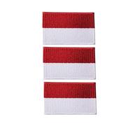 Lot de 3 écussons brodés à thermocoller ou à coudre Motif drapeau des pays 7 x 4 cm pour vestes, gilets, sacs à dos, chapeaux, sacs et loisirs créatifs (Monaco)