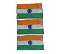 Lot de 3 écussons brodés à thermocoller ou à coudre Motif drapeau des pays 7 x 4 cm pour vestes, gilets, sacs à dos, chapeaux, sacs et loisirs créatifs (Inde)