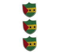 Lot de 3 écussons brodés à thermocoller ou à coudre sur le drapeau national - 6,3 x 5,5 cm - Pour voyage, veste, sac à dos, chapeau, vêtements et loisirs créatifs (Sao Tome)